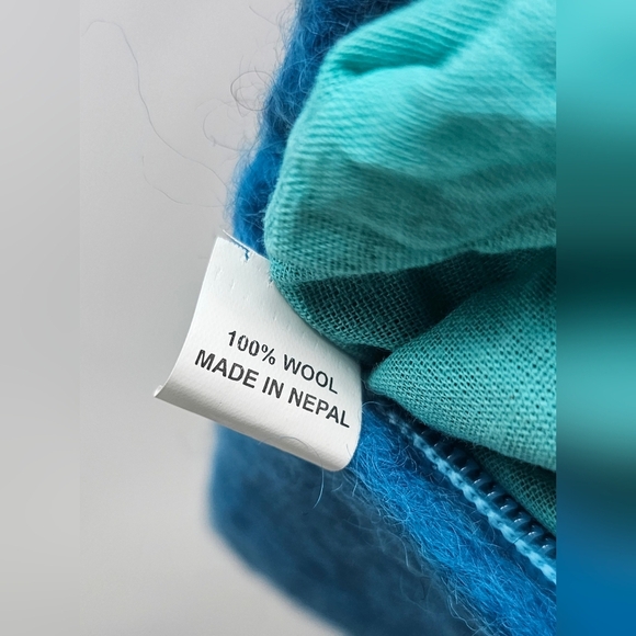 Handmade Felt Wool Coin Purse Zip Closure With Leaf Flap Teal NWOT - Picture 11 of 14